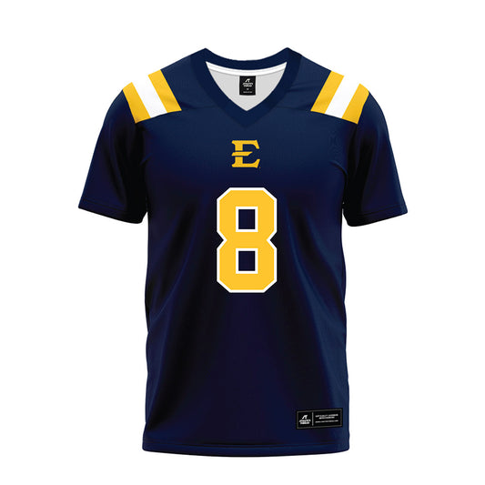 East Tennessee State - NCAA Football : Caleb Cooper - Navy Premium Football Jersey-0