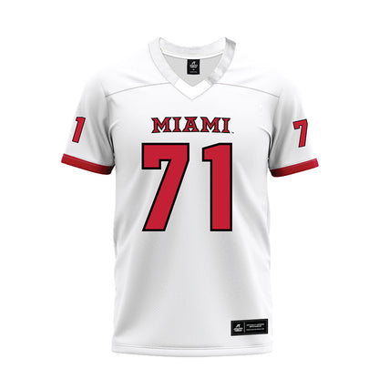 Miami of Ohio - NCAA Football : Lucas Barnes - 2023 White Premium Football Jersey-0