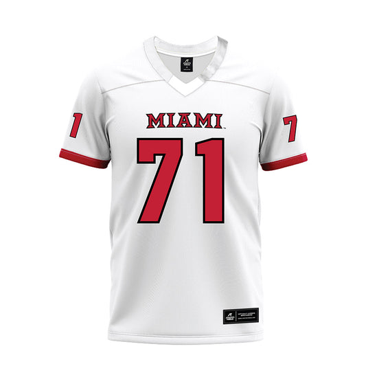 Miami of Ohio - NCAA Football : Lucas Barnes - 2023 White Premium Football Jersey-0