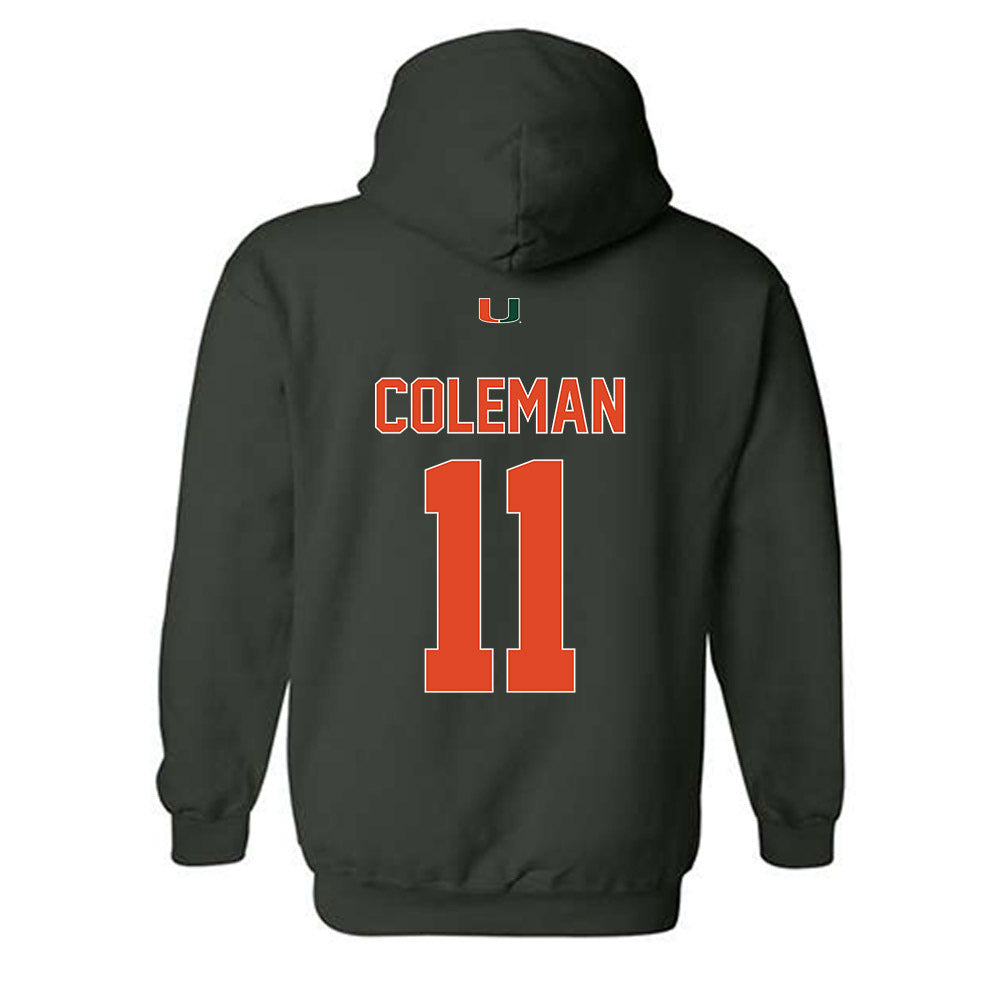 Miami - NCAA Football : Dereon Coleman - Classic Shersey Hooded Sweatshirt-1