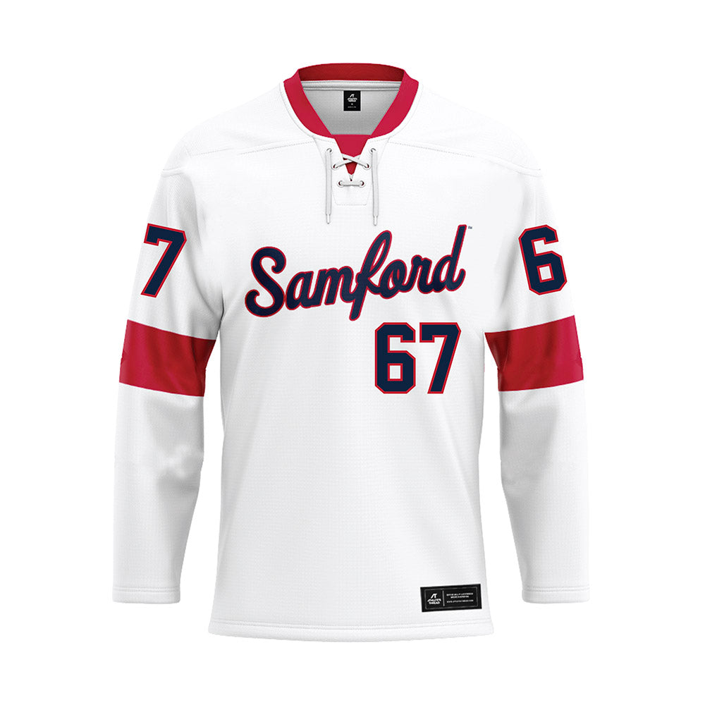 Samford - NCAA Football : Thayne Swenson - White Hockey Jersey-0