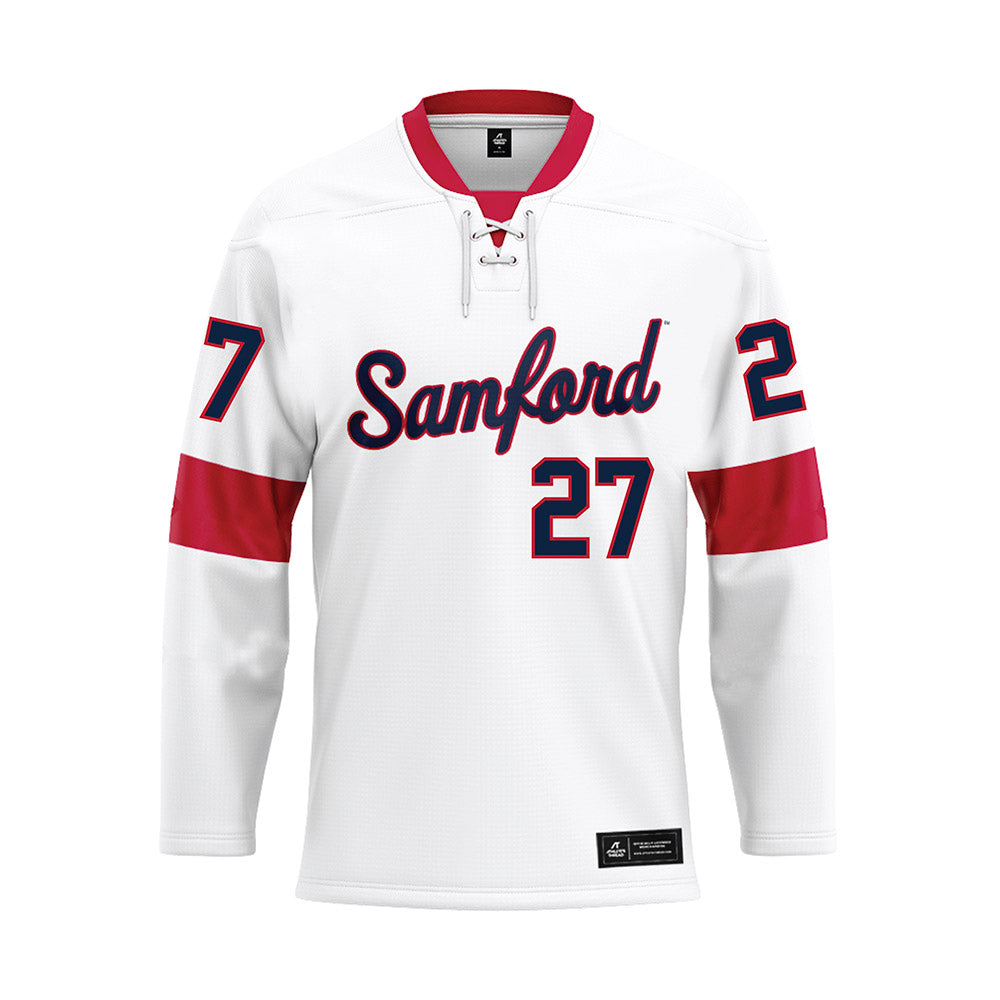 Samford - NCAA Football : Zamarcus Lindley - White Hockey Jersey-0