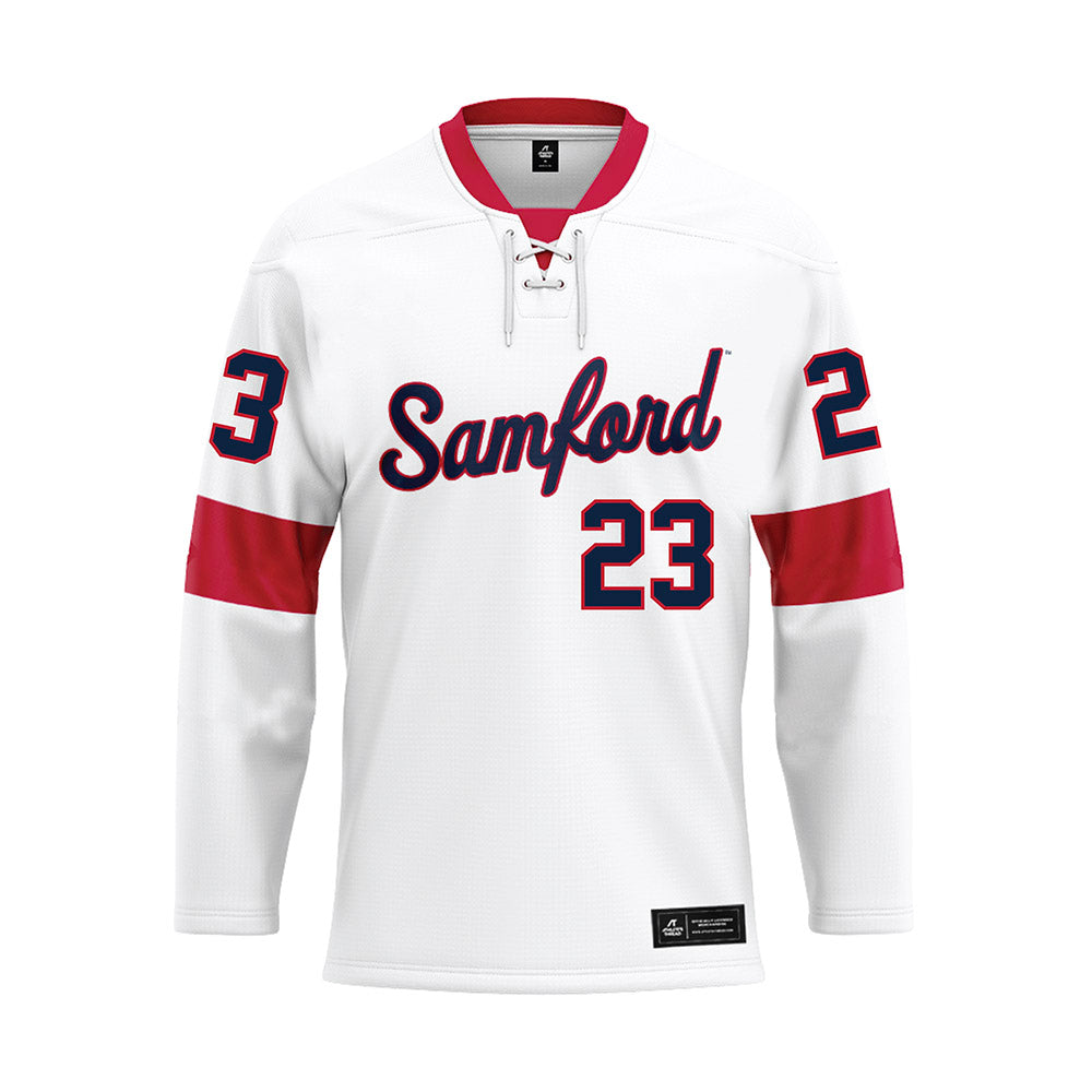 Samford - NCAA Football : David Theado - White Hockey Jersey-0