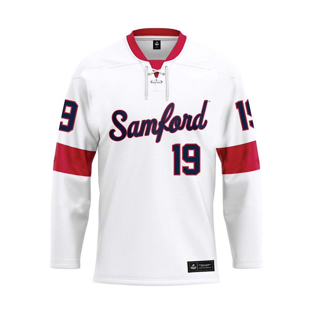Samford - NCAA Baseball : Cason Hill - White Hockey Jersey-0