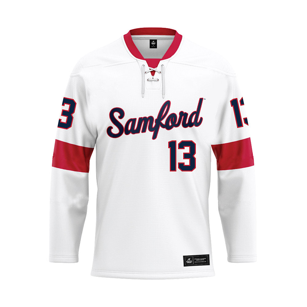Samford - NCAA Baseball : Michael Fredette - White Hockey Jersey-0