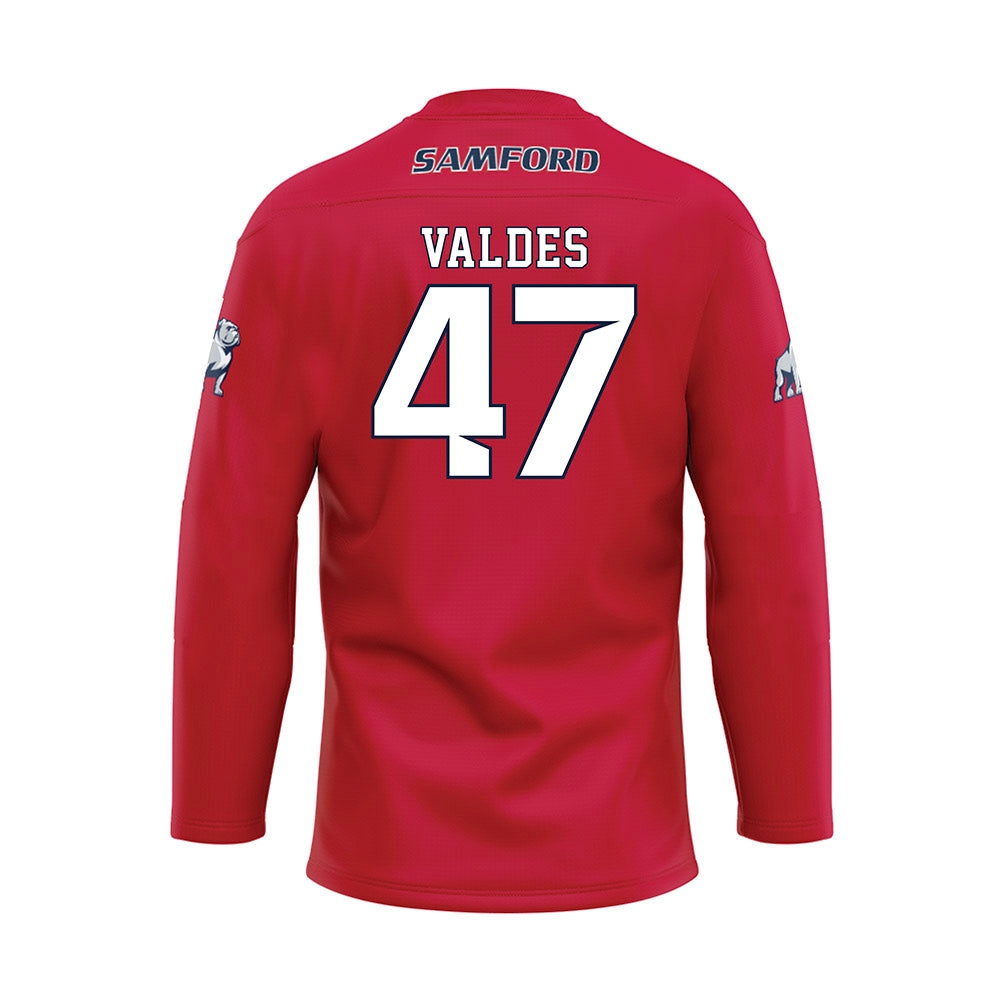 Samford - NCAA Football : Daniel Valdes - Red Hockey Jersey-1