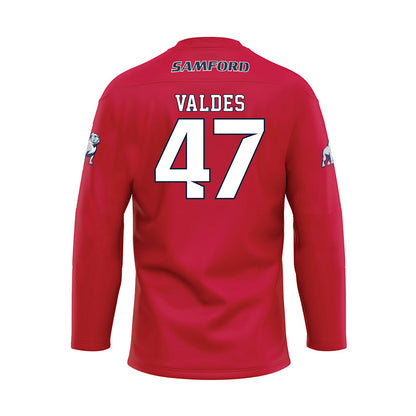 Samford - NCAA Football : Daniel Valdes - Red Hockey Jersey-1