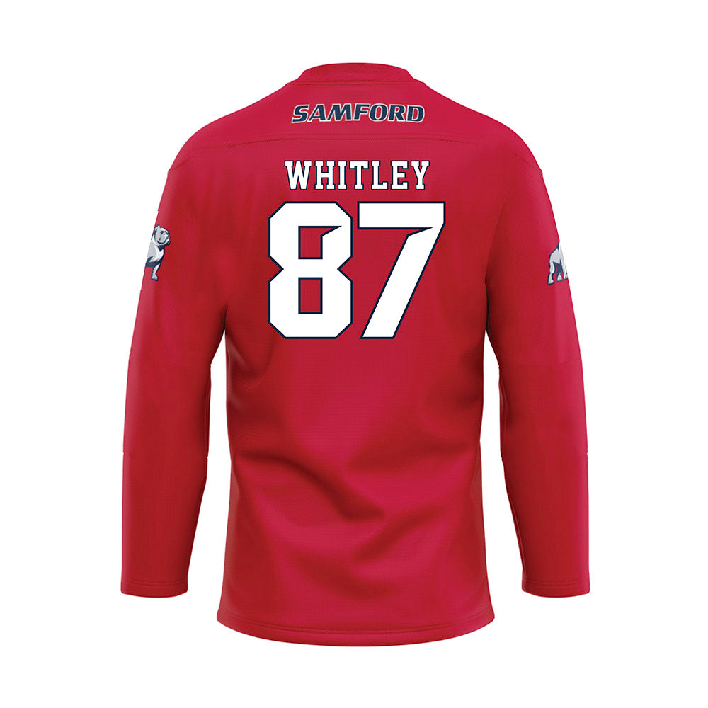 Samford - NCAA Football : Brice Whitley - Red Hockey Jersey-1
