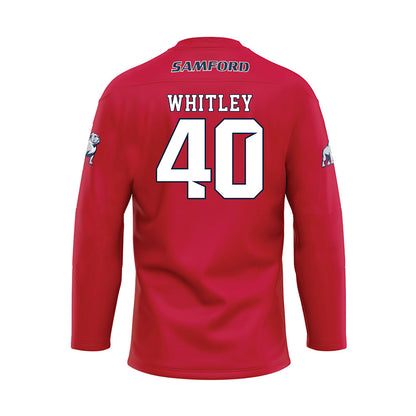 Samford - NCAA Football : Jordan Whitley - Red Hockey Jersey-1