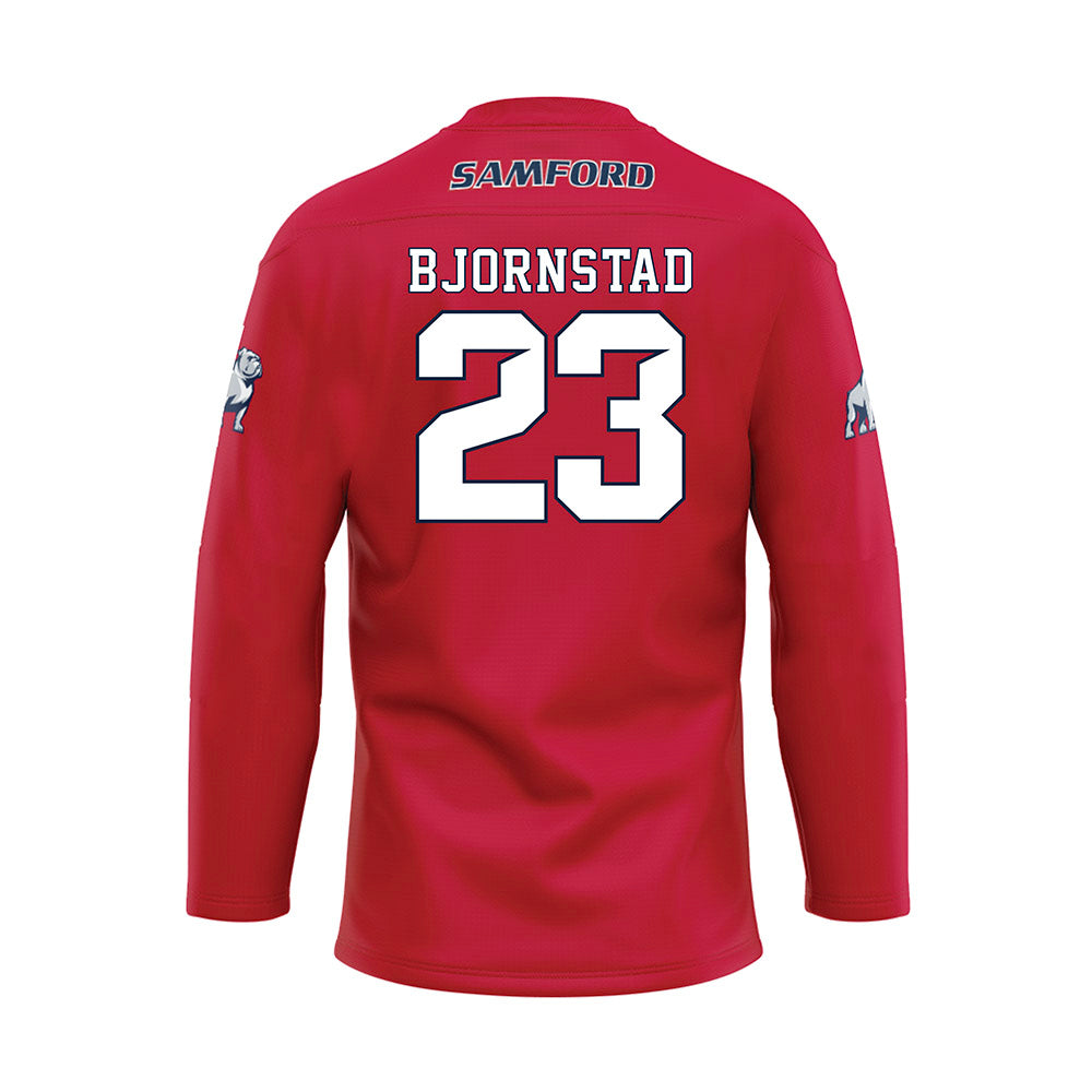 Samford - NCAA Women's Basketball : Kayte Madison Bjornstad - Red Hockey Jersey-1