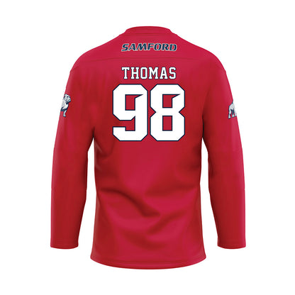 Samford - NCAA Football : Dezmon Thomas - Red Hockey Jersey-1