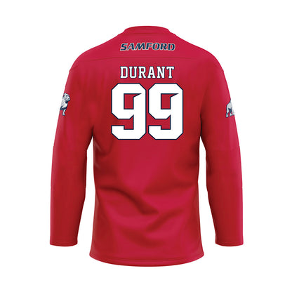 Samford - NCAA Football : Tyler Durant - Red Hockey Jersey-1