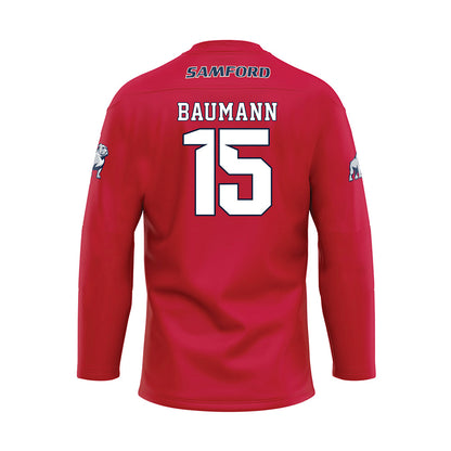 Samford - NCAA Women's Soccer : Ava Baumann - Red Hockey Jersey-1