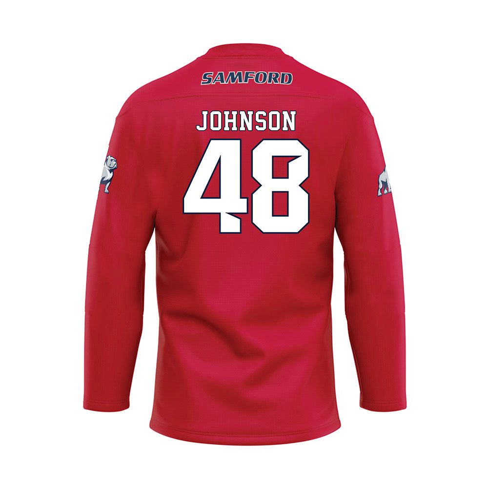 Samford - NCAA Football : Jacob Johnson - Red Hockey Jersey-1