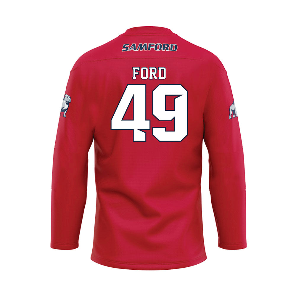 Samford - NCAA Football : Grayson Ford - Red Hockey Jersey-1