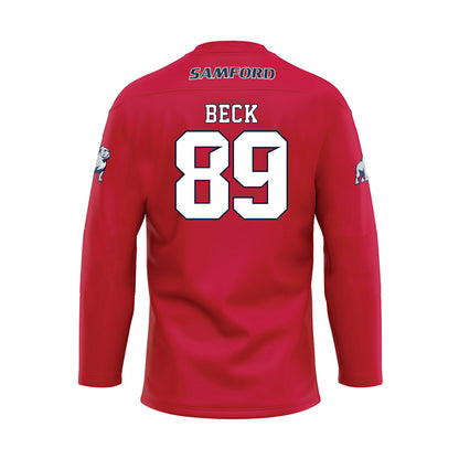 Samford - NCAA Football : Landon Beck - Red Hockey Jersey-1