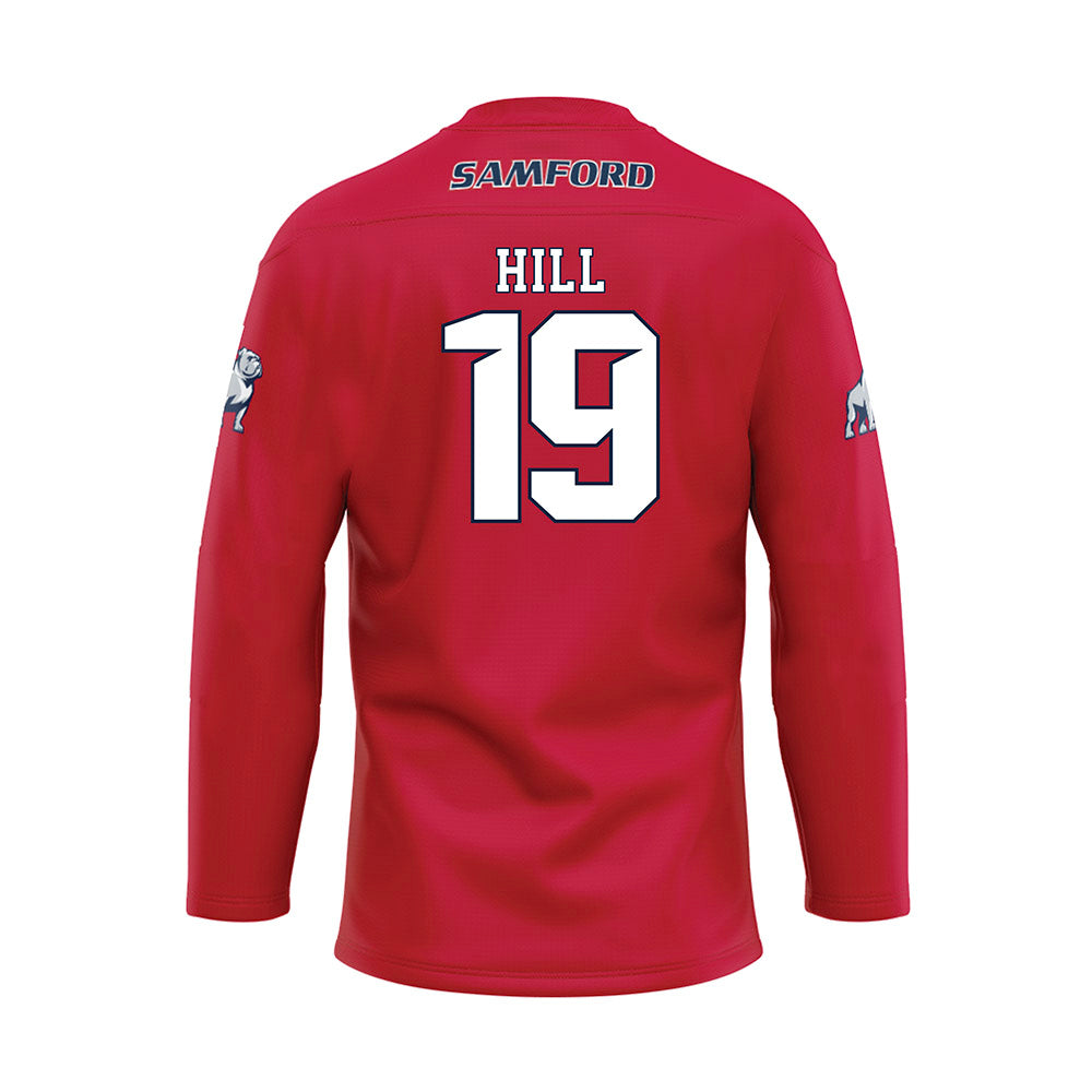 Samford - NCAA Baseball : Cason Hill - Red Hockey Jersey-1