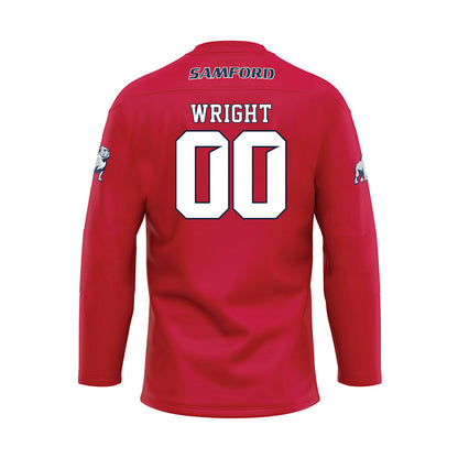 Samford - NCAA Women's Soccer : Abby Wright - Red Hockey Jersey-1