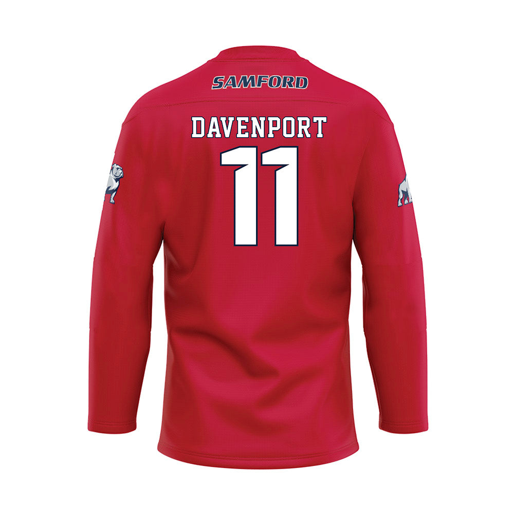 Samford - NCAA Men's Basketball : Cooper Davenport - Red Hockey Jersey-1