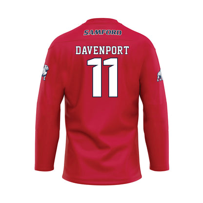 Samford - NCAA Men's Basketball : Cooper Davenport - Red Hockey Jersey-1