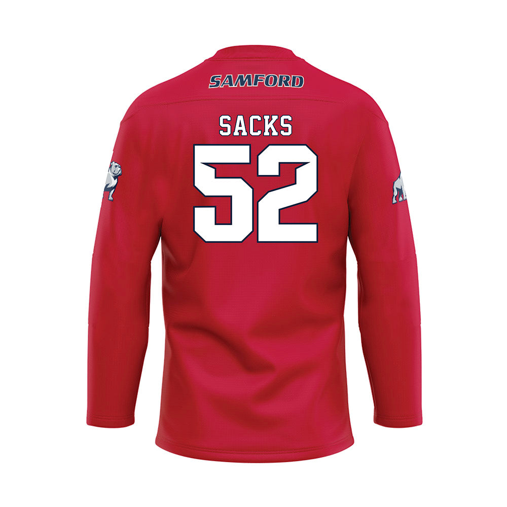 Samford - NCAA Football : Owen Sacks - Red Hockey Jersey-1