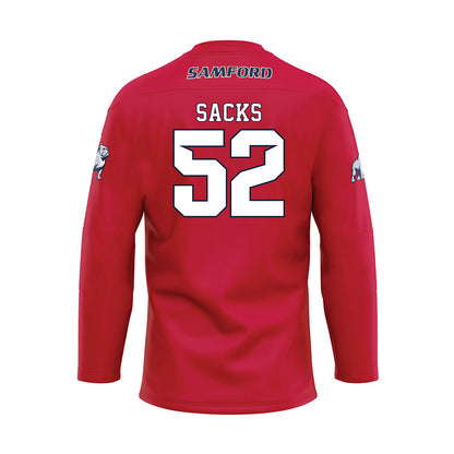 Samford - NCAA Football : Owen Sacks - Red Hockey Jersey-1