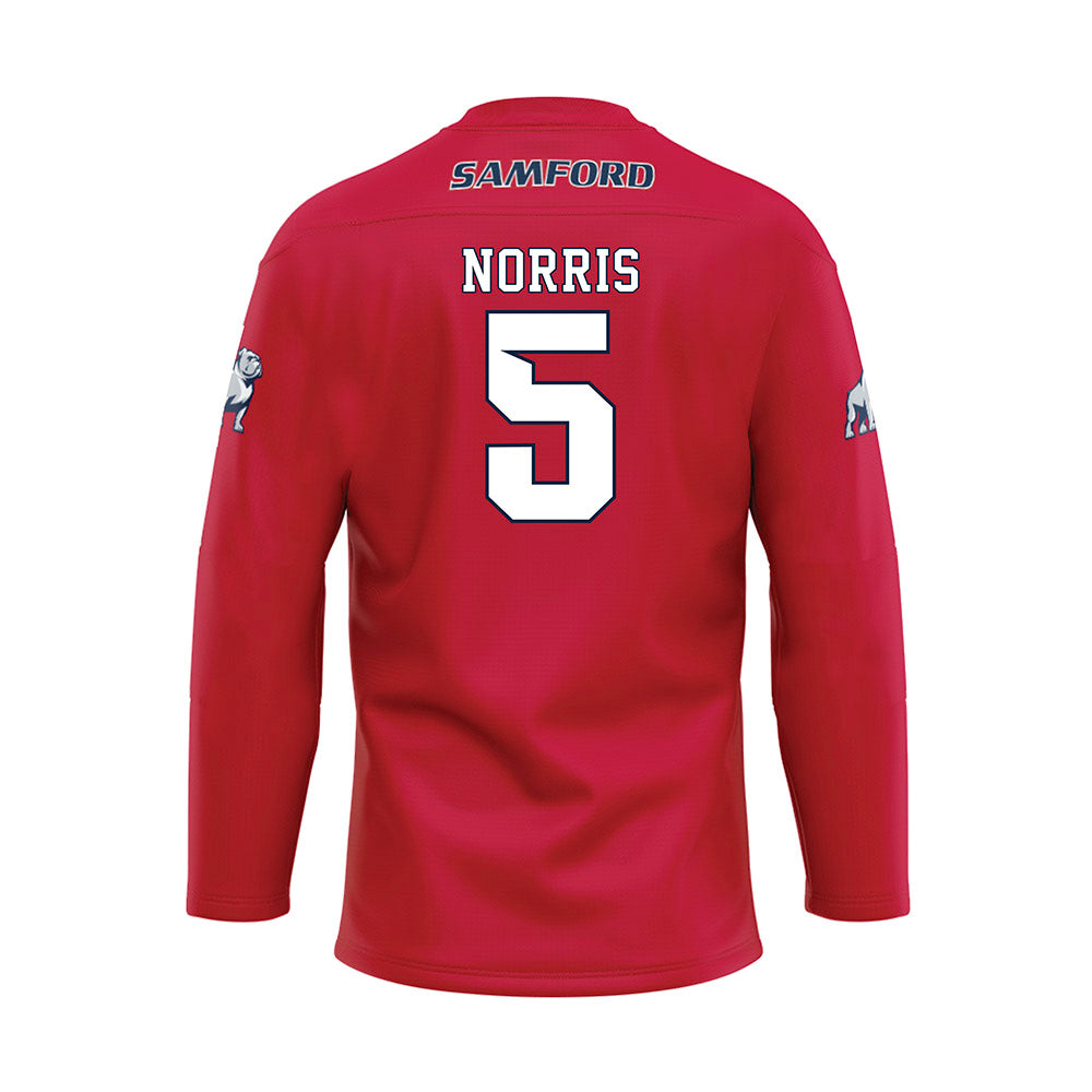 Samford - NCAA Men's Basketball : Cade Norris - Red Hockey Jersey-1