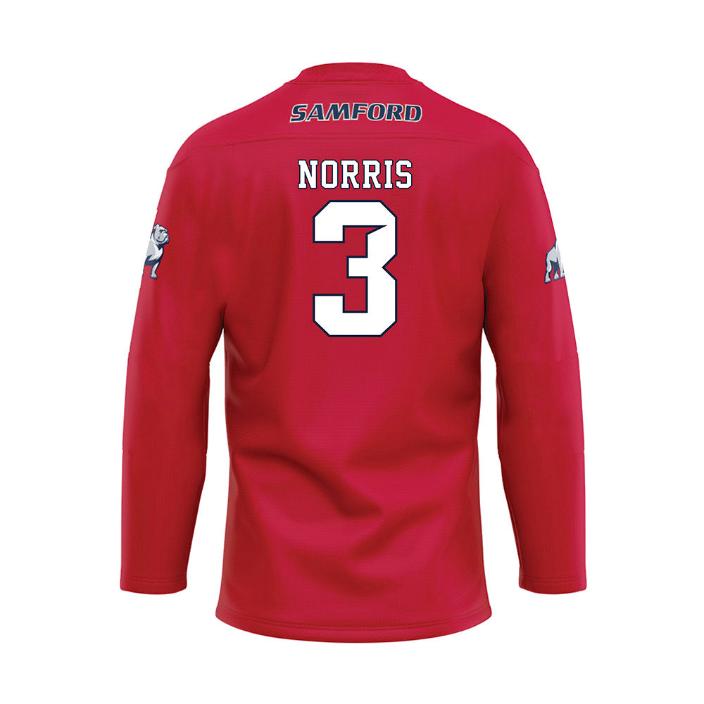 Samford - NCAA Men's Basketball : Keaton Norris - Red Hockey Jersey-1