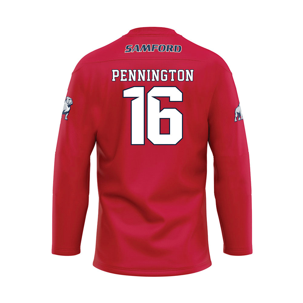 Samford - NCAA Football : Cooper Pennington - Red Hockey Jersey-1