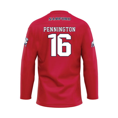 Samford - NCAA Football : Cooper Pennington - Red Hockey Jersey-1