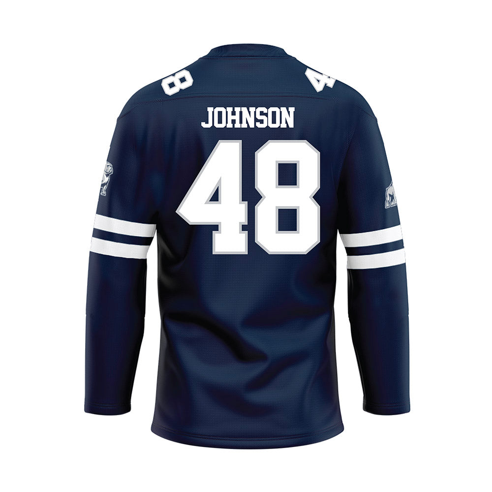 Samford - NCAA Football : Jacob Johnson - Blue Hockey Jersey-1