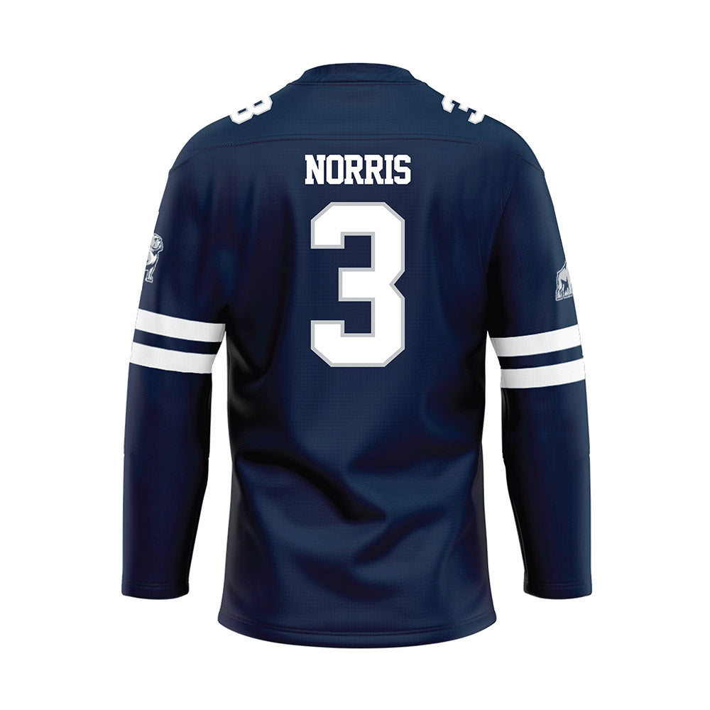 Samford - NCAA Men's Basketball : Keaton Norris - Blue Hockey Jersey-1
