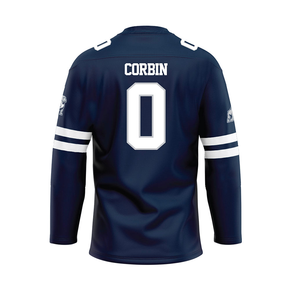 Samford - NCAA Football : Key Corbin - Blue Hockey Jersey-1