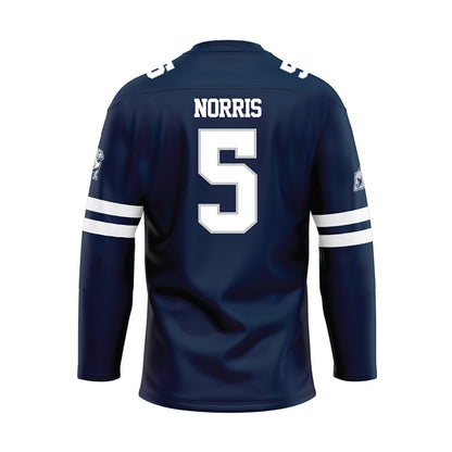 Samford - NCAA Men's Basketball : Cade Norris - Blue Hockey Jersey-1