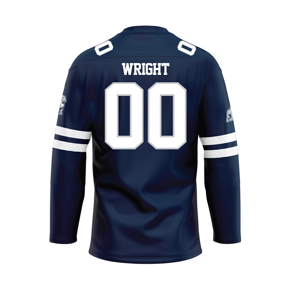Samford - NCAA Women's Soccer : Abby Wright - Blue Hockey Jersey-1