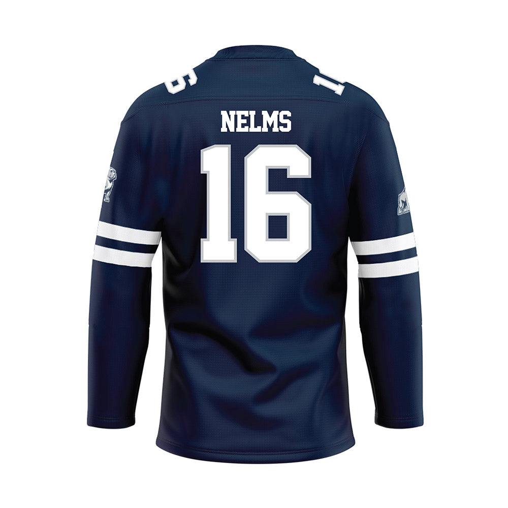 Samford - NCAA Baseball : Easton Nelms - Blue Hockey Jersey-1