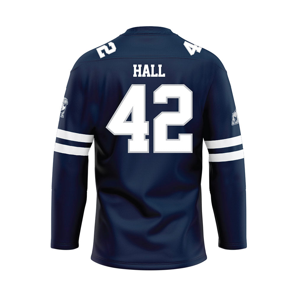 Samford - NCAA Football : Quinten Hall - Blue Hockey Jersey-1