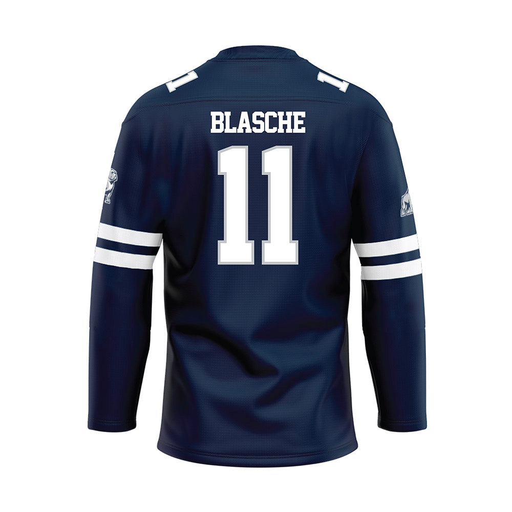Samford - NCAA Baseball : Mason Blasche - Blue Hockey Jersey-1
