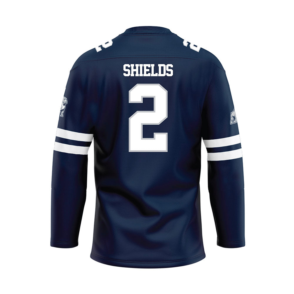 Samford - NCAA Football : Will Shields - Blue Hockey Jersey-1