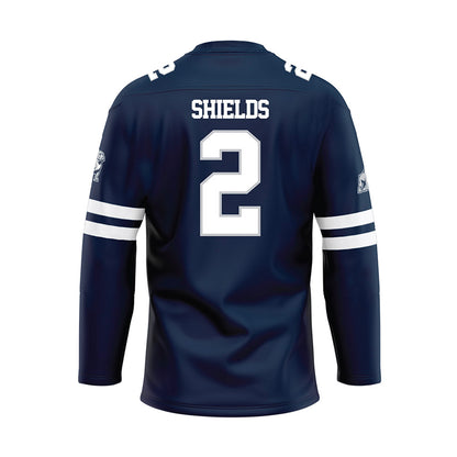 Samford - NCAA Football : Will Shields - Blue Hockey Jersey-1