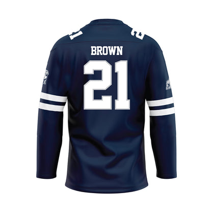 Samford - NCAA Men's Basketball : Corey Brown - Blue Hockey Jersey-1