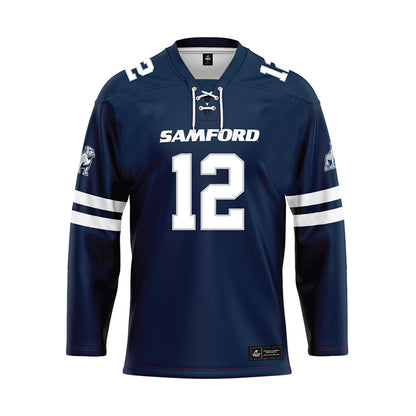 Samford - NCAA Women's Soccer : Langston Lilly - Blue Hockey Jersey-0