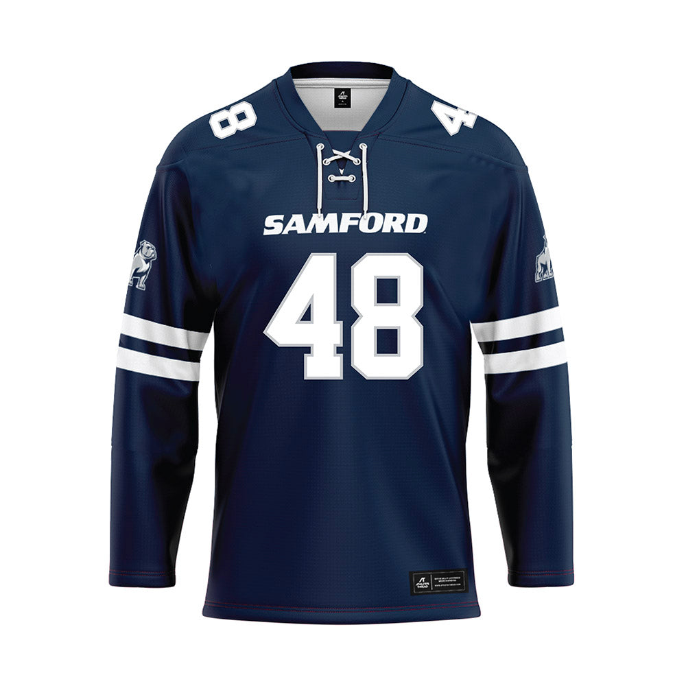 Samford - NCAA Football : Jacob Johnson - Blue Hockey Jersey-0