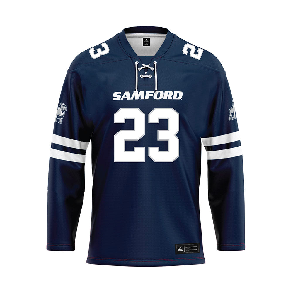 Samford - NCAA Softball : Katie Hart - Blue Hockey Jersey-0