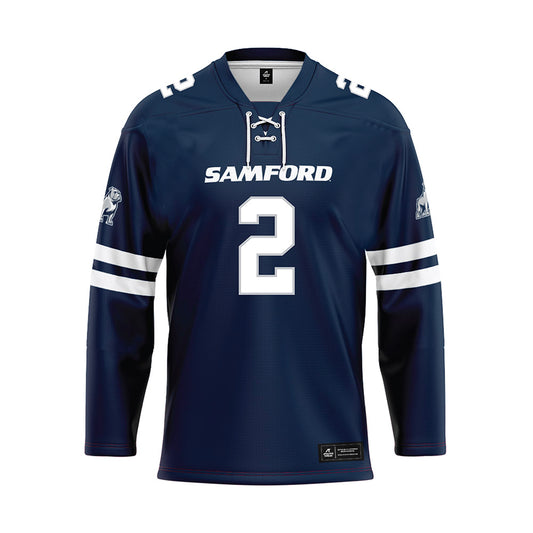 Samford - NCAA Men's Basketball : Jadin Booth - Blue Hockey Jersey-0