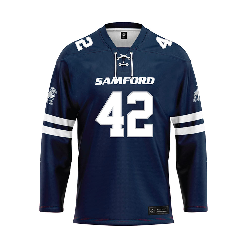Samford - NCAA Football : Quinten Hall - Blue Hockey Jersey-0