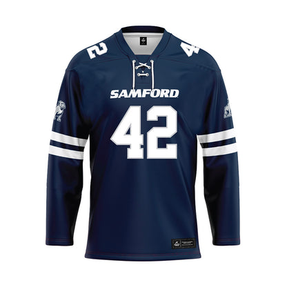 Samford - NCAA Football : Quinten Hall - Blue Hockey Jersey-0