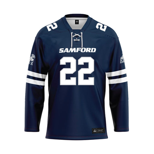 Samford - NCAA Men's Basketball : Jaxon Pollard - Blue Hockey Jersey-0