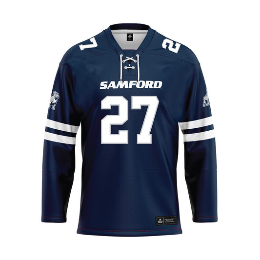 Samford - NCAA Football : Zamarcus Lindley - Blue Hockey Jersey-0