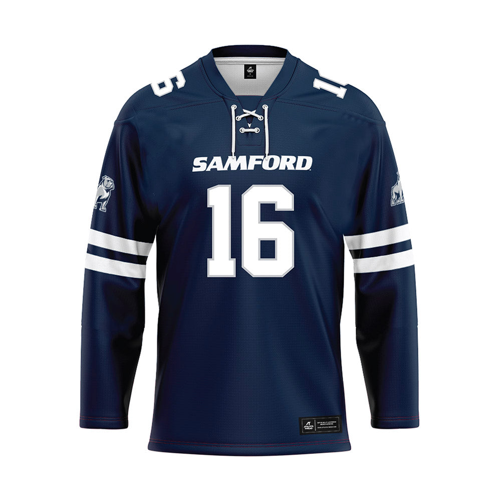 Samford - NCAA Football : Dylon Henderson - Blue Hockey Jersey-0